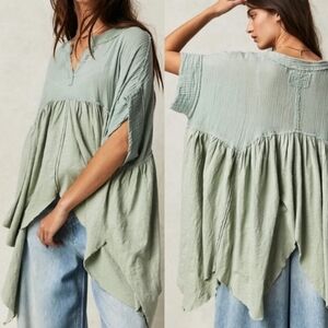 We the free green oversized tunic grunge boho cottagecore asymmetrical fairy XL